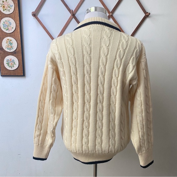 Vintage Cream Wool Cableknit Sweater - Picture 5 of 13